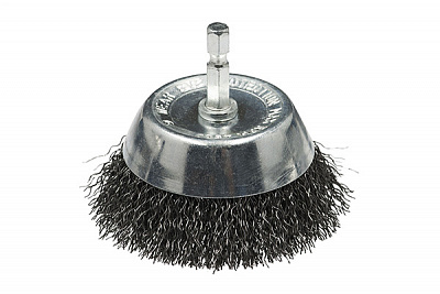 Щетка дисковая, гофрированная, с шестигранным хвостовиком для дрелей